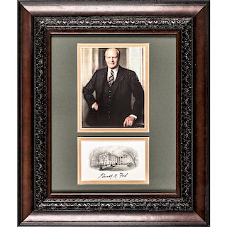 GERALD R. FORD Signed Official White House Card Custom Framed Display