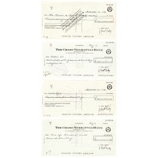 Dealer/Collector Autograph Lot of FOUR (4) J. PAUL GETTY Signed Checks