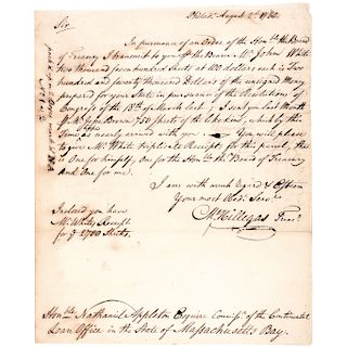 1780 MICHAEL HILLEGAS Signed Financial Letter as Continental Congress Treasurer!