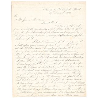 Author THOMAS L. McKENNEY 1848 Autograph Letter Signedto Dolley Madison
