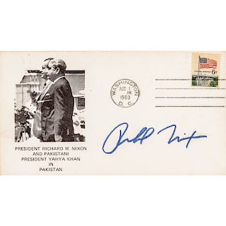 1979 RICHARD NIXON Signed Autograph Card + Signed Cache Postal Cover
