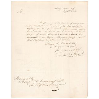 Navy COMMODORE JOHN ROGERS War of 1812 Era Autograph Letter Signed