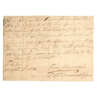 1781 Revolutionary War FREDERICK VON WEISENFELS, Signed Manuscript Document 