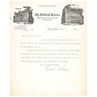 1905 Typed Letter Signed By Ex: Confederate General JOSEPH Fighting Joe WHEELER