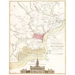1777 Map, A PLAN OF THE CITY AND ENVIRONS OF PHILADELPHIA by Matthew A. Lotter