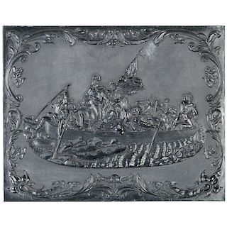 c.1850-80 Decorative Gutta Percha Plaque Washington Crossing The Delaware