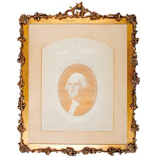 1856 George Washington Patriotic Commemorative Woven French Silk Textile Framed