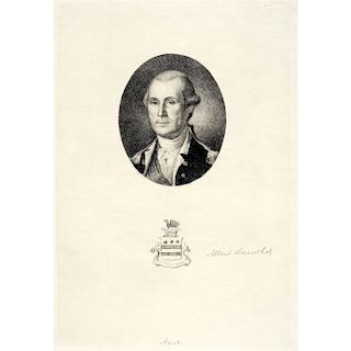 1897 GEORGE WASHINGTON Print Signed by Engraver and Artist Albert Rosenthal