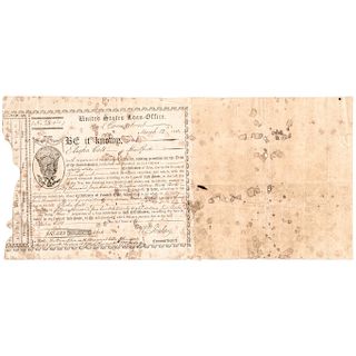 1793 United States Loan-Office Bond Signed WILLIAM IMLAY Made to Elisha Colt