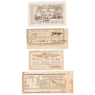 1813-1865 New Hampshire Large Group of 18 Scarce Diverse Lottery Tickets 