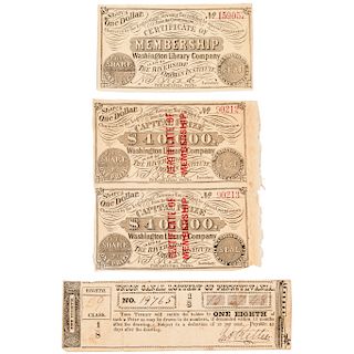 c. 1820 to 1894 (24) Collection of Mixed Scarce Early American Lottery Tickets