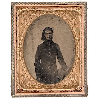 c. 1862 Original Civil War Era Tintype Photograph of a Civil War Zouave Soldier