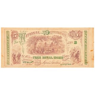 1860s Free Rural Home Boston for Civil War Disabled Soldiers Lottery Ticket 