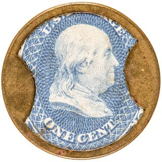 Encased Postage Stamp, 1, JOSEPH L. BATES, FANCYGOODS as One Word Type, Boston