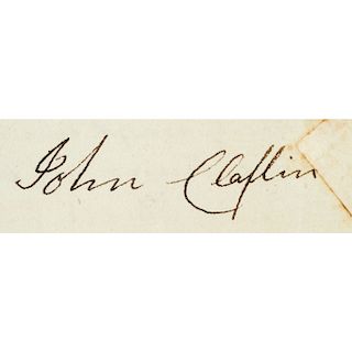 Encased Postage Stamp Rare Merchant John Claflin, Fathers Signed 1798 Land Deed