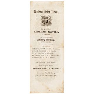 1864 Calif. Presidential Campaign Tickets, Lincoln/Johnson + McClellan/Pendleton