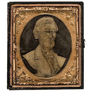 Circa 1865 ABRAHAM LINCOLN Papyro Plastic Intaglio Portrait Imaged Case