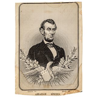 Abraham Lincoln Memorial Philadelphia Centennial Woven Silk Memorial Portrait 