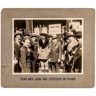 c. 1930 TOM MIX Western Film Actor Large Photo: Tom Mix and his Stetson in Paris