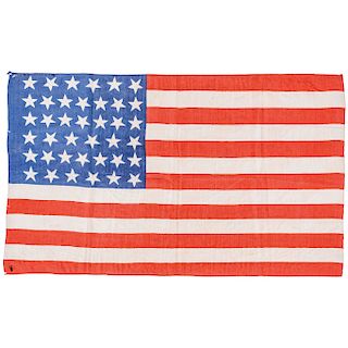 39-Star 6-7-7-6-7-6 Pattern American Silk Parade Flag, N. Dakota (Nov. 2, 1889) 