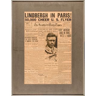 May 22, 1927 LINDBERGH IN PARIS! Reported in The Seattle Daily Times Newspaper