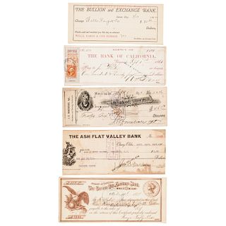1868-1907 Six Mostly Western Partially-Printed Financial Documents