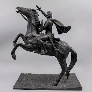 LUIS STREMPLER. El Cid Campeador. Fundición en bronce patinado. Firmado. 84 x 68 x 35 cm