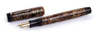 Vintage 1930/1940 Fountain Pen Parker Duofold Cream silver and Brown Marble, Nib N
