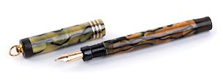 Vintage 1929/1935, Celluloid Fountain Pen Parker Duofold Duofold Pearl & Black, lady's size, Nib C