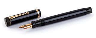 Vintage 1927/1930 Fountain Pen Parker Duofold Flashing Black and Gold, man's size, Nib B 