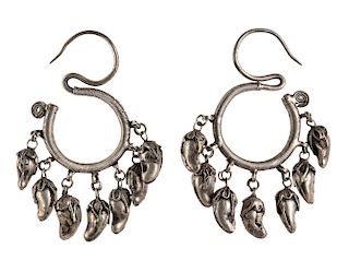 Silver earrings - Laos first half of 20th Century 