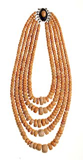 Antique multi - strand pacific coral necklace 