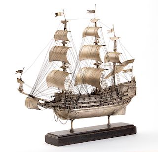 Silver model of ship "HMS ROYAL" - 20th Century