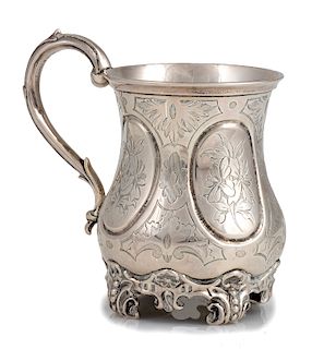 Victorian sterling silver mug - London 1857, George Richards & Edward Brown