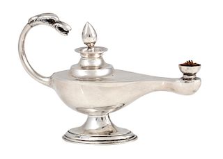 Edwardian sterling silver oil lamp - Birmingham 1903, Asprey & Co.
