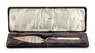 Victorian sterling and ivory cerimonial trowel - Sheffield 1904, Walker & Hall