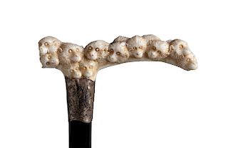 Antique ivory mounted  walking stick cane - London 1910 