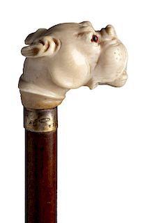 Antique ivory mounted  walking stick cane - Birmingham 1923
