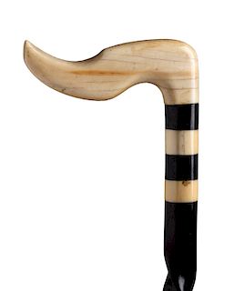Antique ivory mounted walking stick cane - England early 20th Century