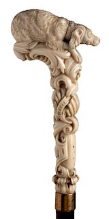 Antique ivory mounted  walking stick cane - Germany early 20th Century