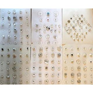 15 LARGE CARDS OF MOSTLY CLEAR GLASS BUTTONS