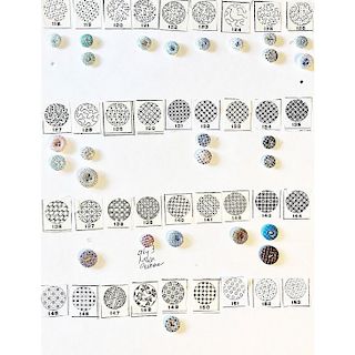 9 PARTIAL CARDS OF CALICO CHINA BUTTONS