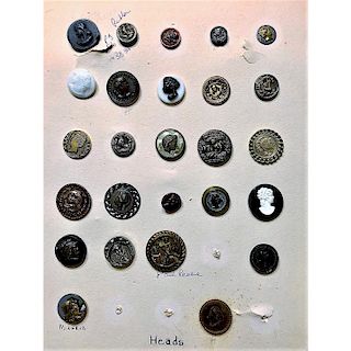 2 CARDS OF ASSORTED MATERIAL HEAD BUTTONS