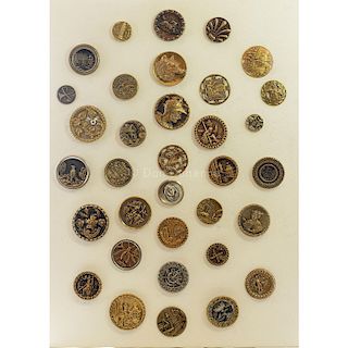 CARD OF S/M/L BRASS PICTURE BUTTONS