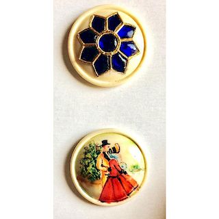 2 MEDIUM BUTTONS BY THE MOTIWALA BROTHERS