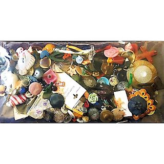LARGE BAG LOT OF ASSORTED MATERIAL BUTTONS