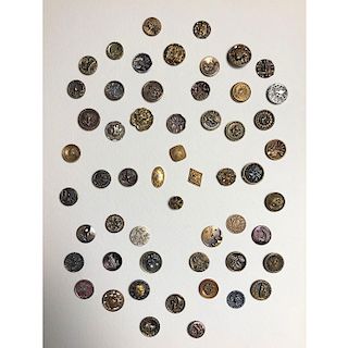 1 CARD OF SMALL PICTURE BUTTONS INCLUDING SCARCITITIES