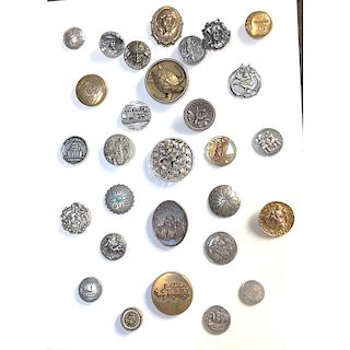CARD OF COOL BRASS, SILVER, COPPER, WHITE METAL BUTTONS