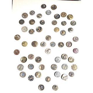 1 CARD OF ASSORTED SMALL METAL PICTURE BUTTONS