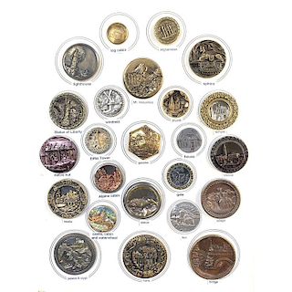 1 CARD OF ASSORTED METAL ARCHITECTURAL BUTTONS